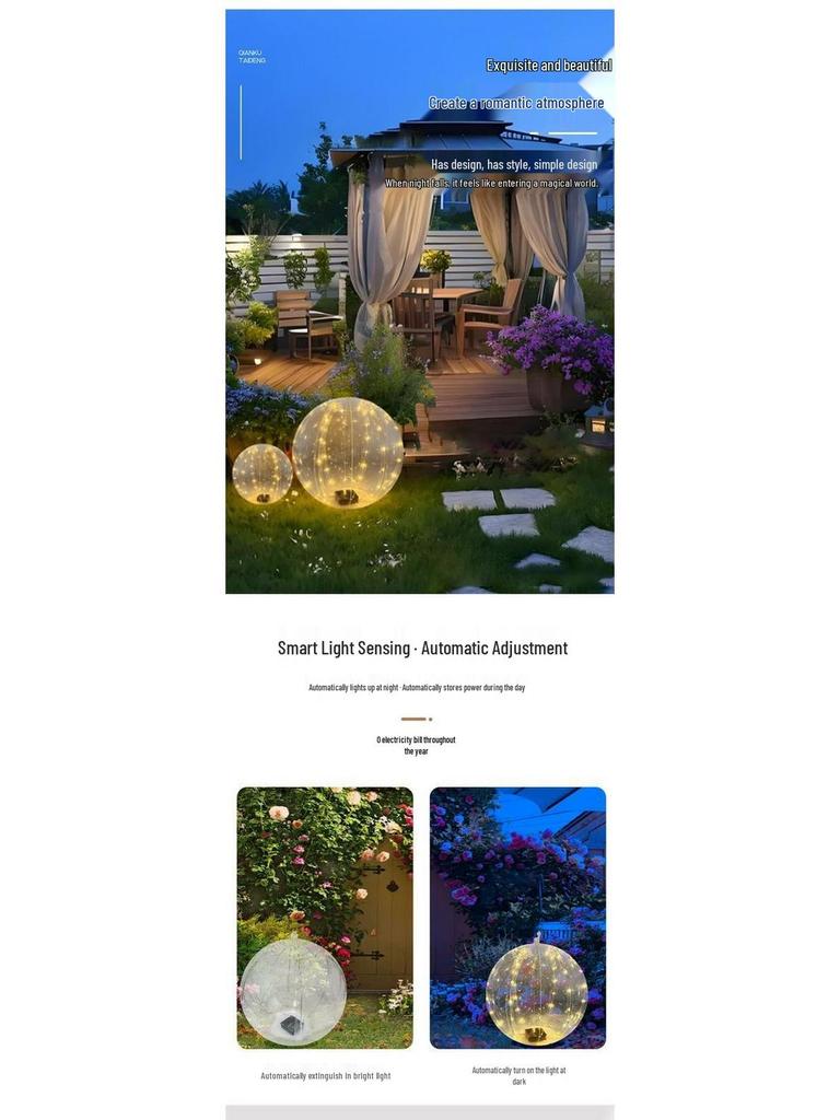 2026 Solar LED Waterproof Warm Color Pool Light - Outdoor Decorative PVC Inflatable Ball.