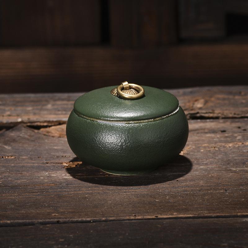 Creative Tea Jar Ceramic Coffee Food Sealed Jar Household Moisture-proof Storage Box Portable Travel Box Storage Container Home