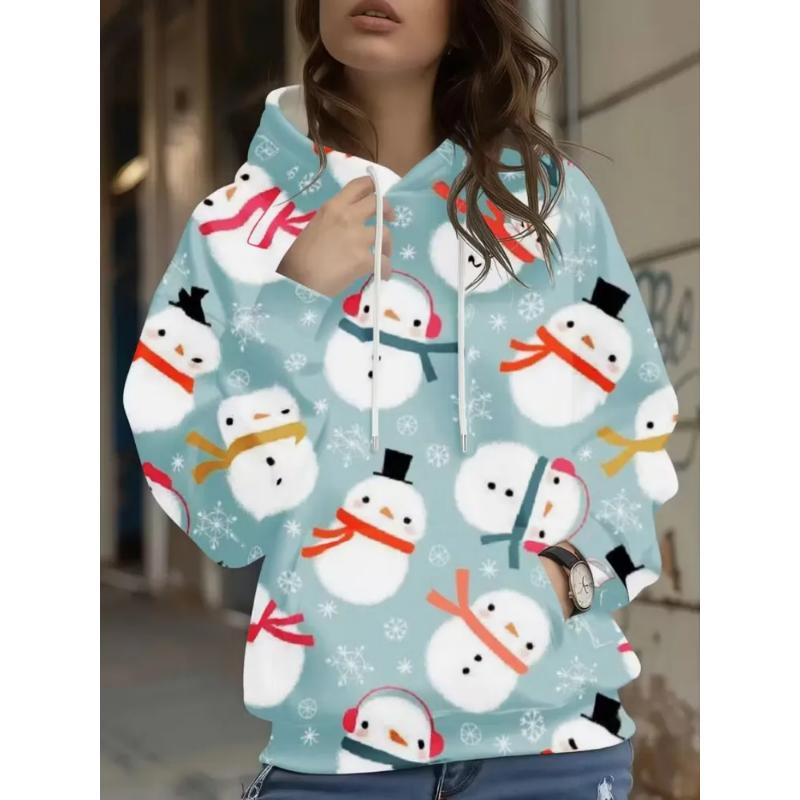 Fashion Women's Hooded Sweater 3D Casual Color Printing Casual Long Sleeve Sweater