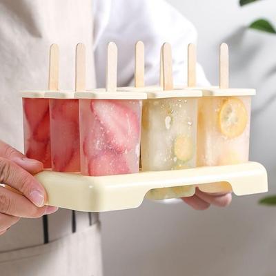 9 Grids Ice Cream Mold With Stick Lid PVC Ice Popsicle Ice Dessert Cube Kitchen Tool Tray Mould Q9H4