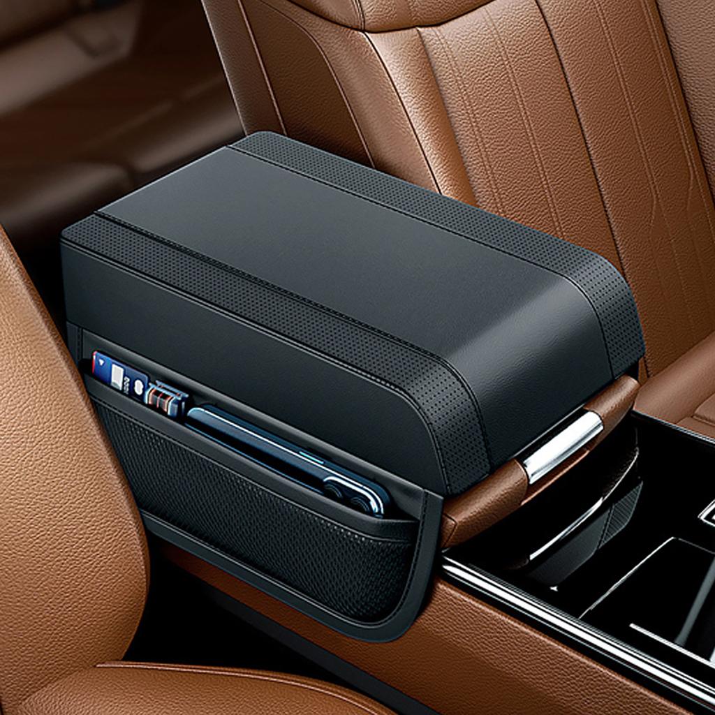 Car Armrest Storage Box Mat Leather and Memory Foam Car Center Console Cover Armrest Heighten Cover Car Accessories