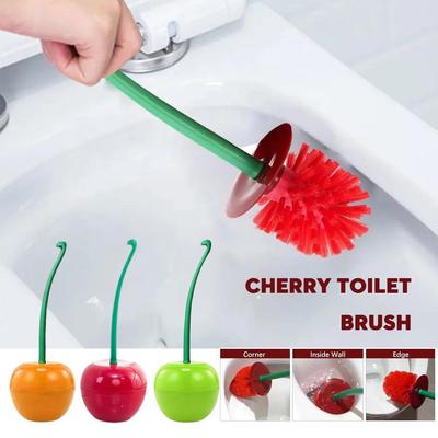 Red Toilet Brush Toilet Holder Bathroom Accessories Creative Lovely Cherry Shape Lavatory Brush Toilet Brush Holder Set