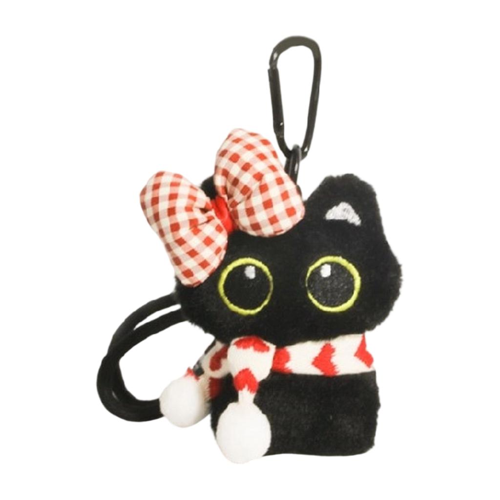 Stylish Adorable Black Cats Bag Charm Plush Doll Portable Accessory for Handbag Decoration and Special Occasions