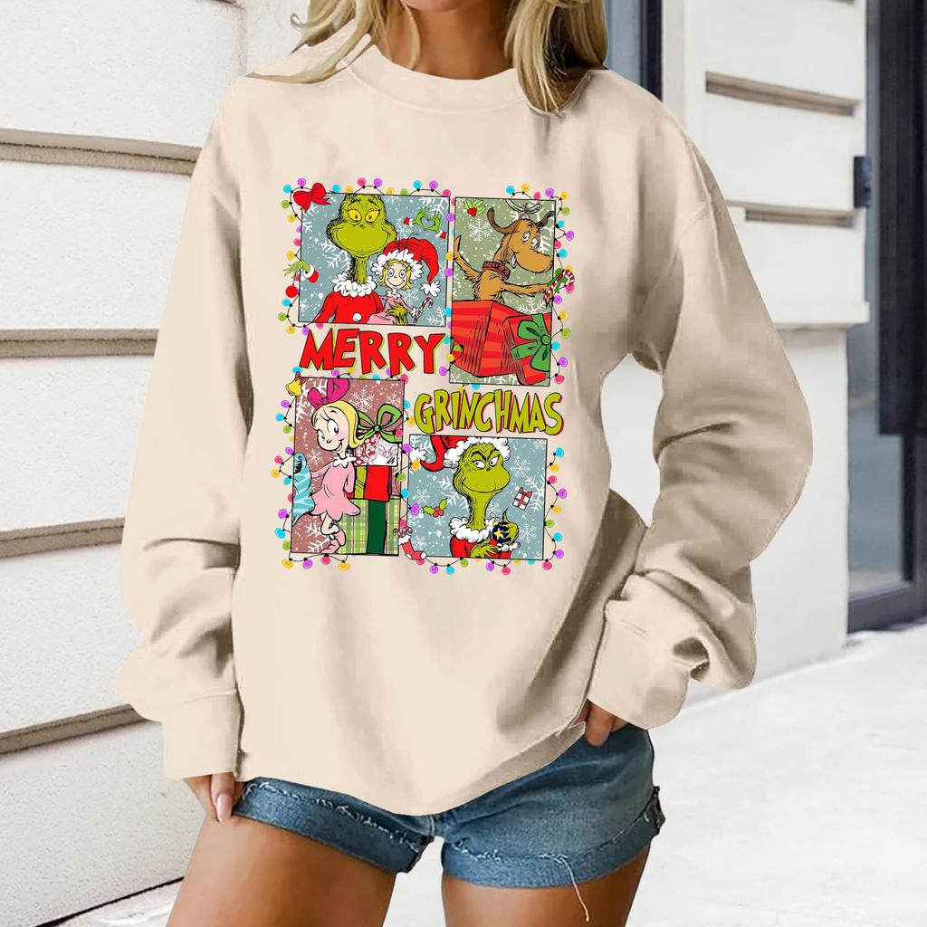 Women's Loose Comfortable Casual Fashionable Character Printing Round Neck Long Sleeved Sweatshirt