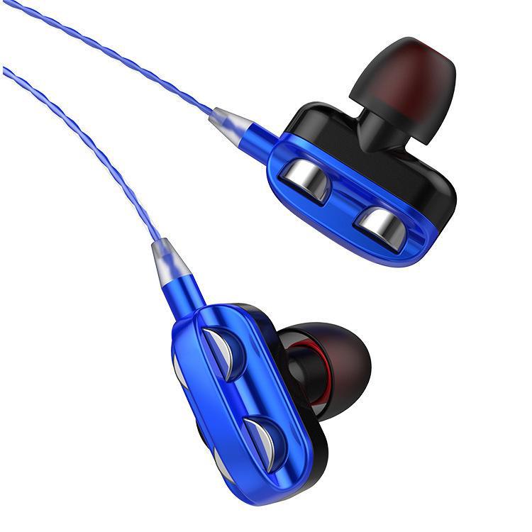 Dual Dynamic Coil In-Ear Headphones with Wired Control, Dual Speakers, and Smartphone Compatibility