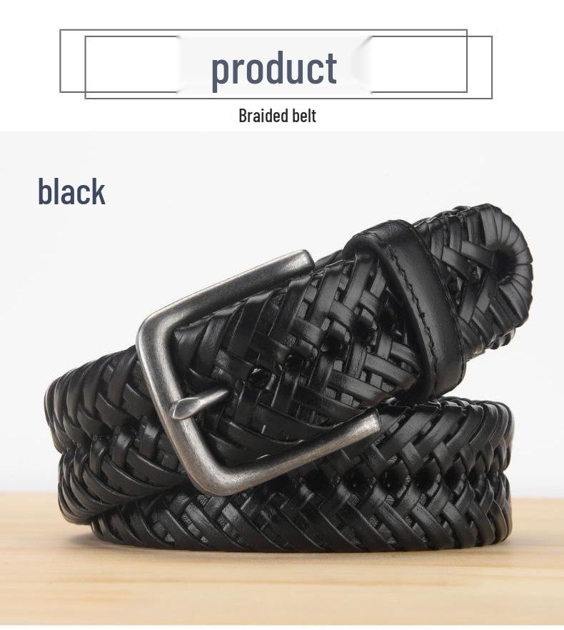 Men's Retro Hollow Genuine Leather Belt with Pin Buckle