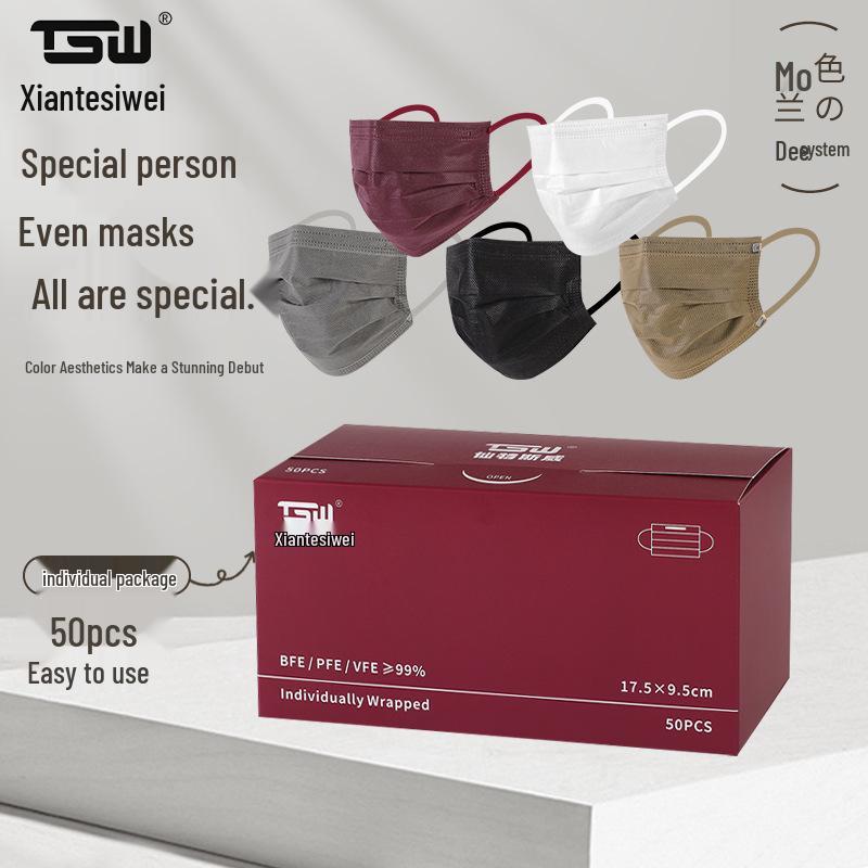 Teswei Morandi Series Women's Thick Breathable Colored Ear Loop Masks - Individually Packaged