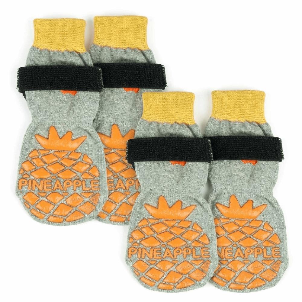 

4PCS Soft Anti-Slip Dog Socks Breathable Pet Knitted Socks Dog Foot Covers Paw Protector M сірий