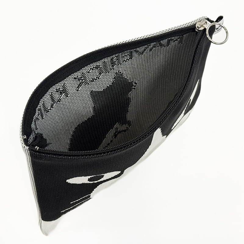[Manhattaner's] Knit Cosmetic Case Pouch 75-8801 BlackWhite