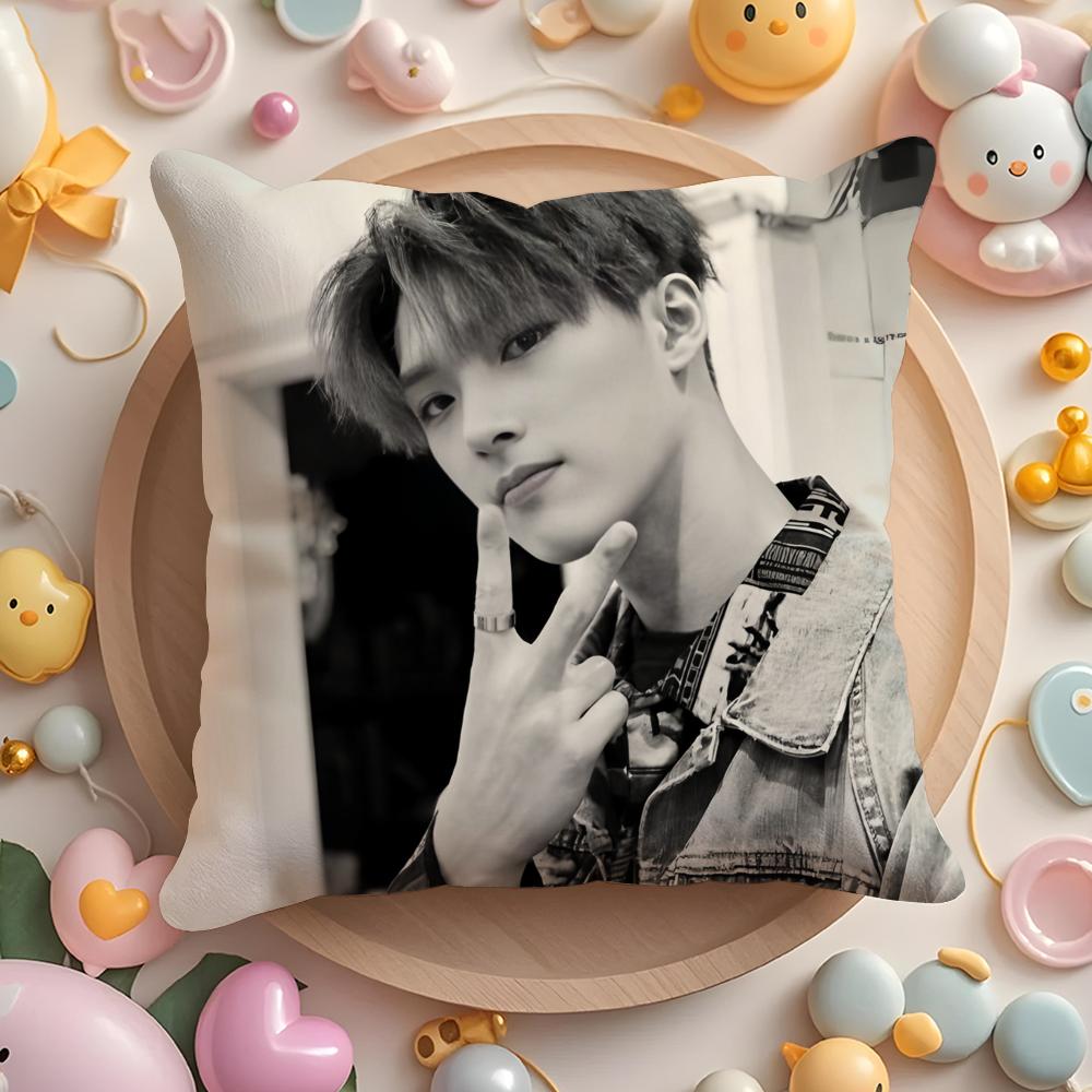 MMingi AAteez Idol Cushion Cover Plush Fabric Soft DoubleSided Printed Sofa Warm Winter Home Gift Pillow Cover