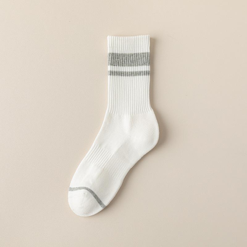 

Мужские носки до середины икры из чистого хлопка для осени и зимы, утолщенные теплые махровые носки для мужчин, полосатые бесшовные носки до колена для мужчин 1 pair