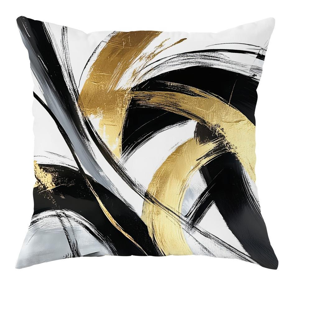 

Black Gold Abstract Swirl Pillow Covers - Luxurious Home AccentsLiving room sofa cushion cover, bedroom room decoration 16x16Inch