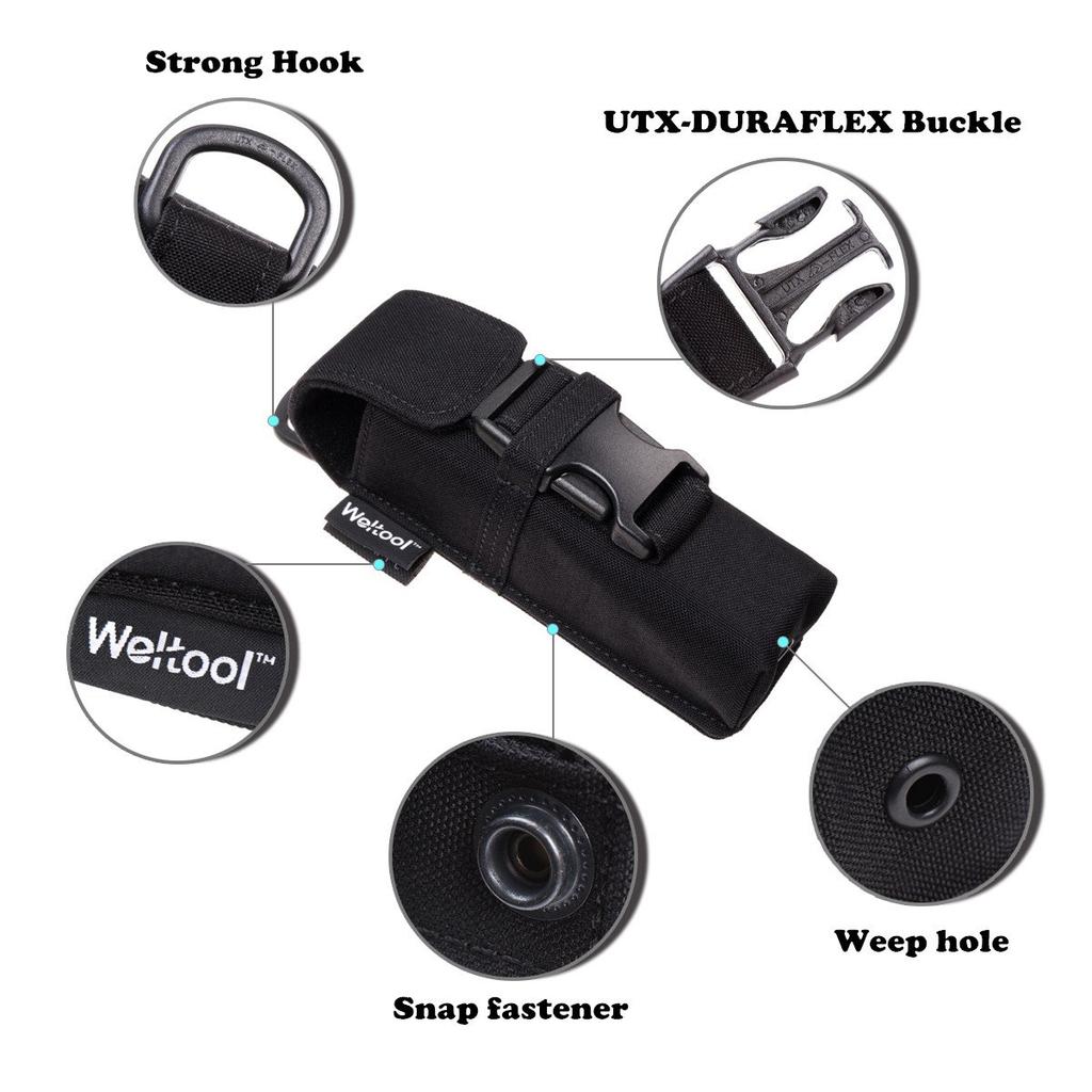Weltool Tactical Flashlight Molle Cordura Buckle Tool Compatible with Fenix Surefire and ProTac 2L Holster, System, Material, UTX-DURAFLEX Pouch,