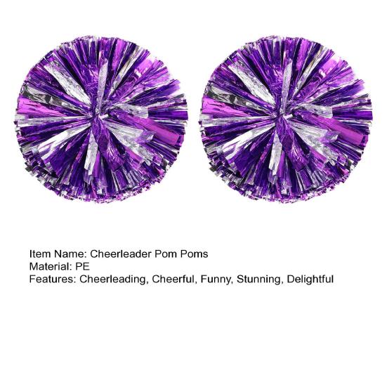 2 Pezzi Pompon Cheerleader Metallici Olografici Pompon Cheer con Anello Maniglia per Spirito di Squadra Sportiva Festa Squadra Allenamento Danza