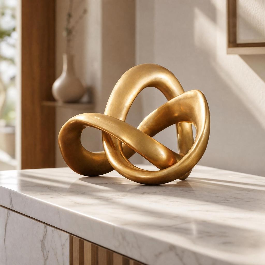 Finished Resin Sculpture Modern Intertwined Loop Minimalist Decor Ornament with