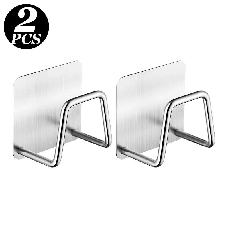 Sponges Holder Self Adhesive Sink Kitchen Organiser Stainless Steel Storage Soap Drying Wall Hook Rustproof