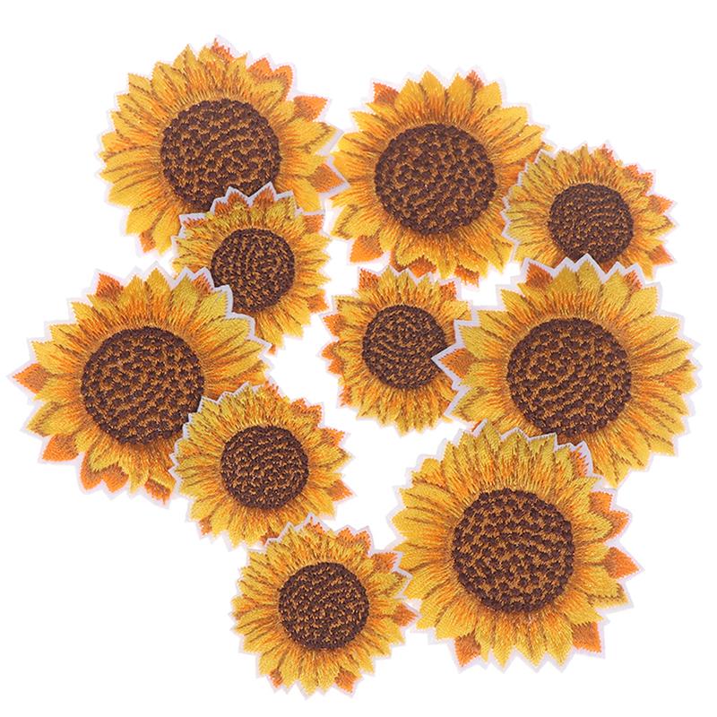 5 bucăți floarea soarelui cusut/calcat petice brodat pentru haine artizanale