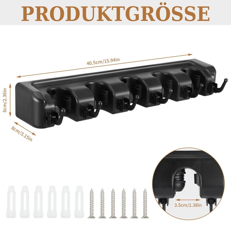 

2024 Wall Mounted Mop Holders 5 Position Multi-Functional Broom Hanger Shelf Home Kitchen Storage Plastic Mop Drain Holders