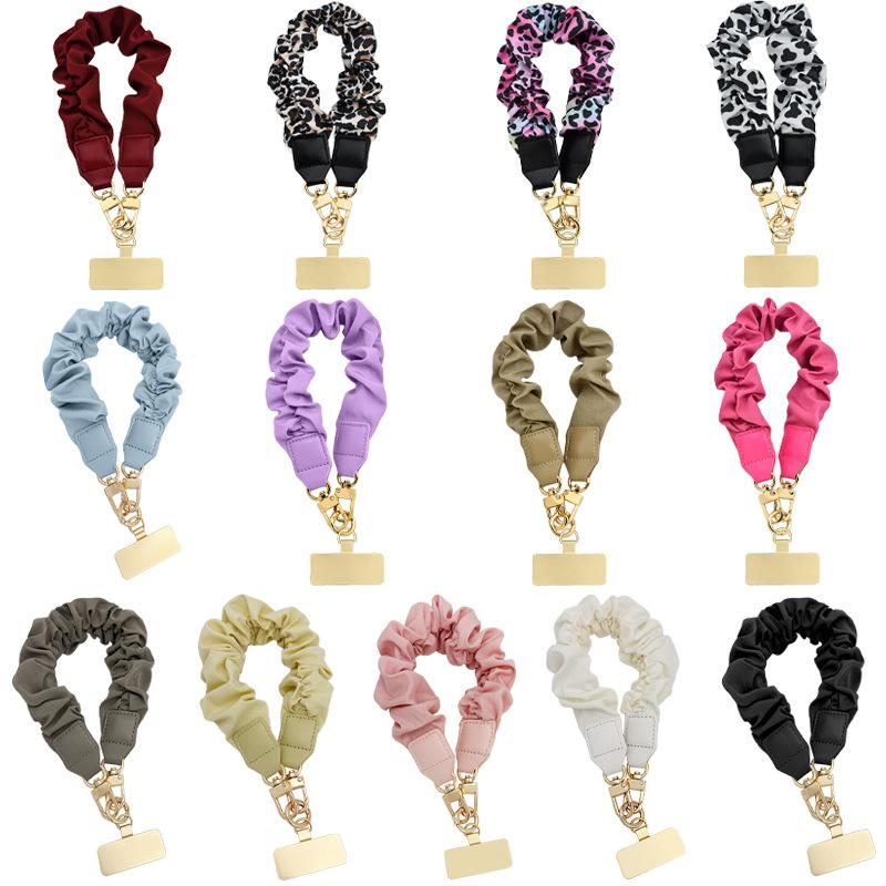 Short Phone Lanyard Wrist Strap for Women INS Casual Wrinkle Premium Anti-Lost Phone Holder Elegant Phone Chain for Smartphone