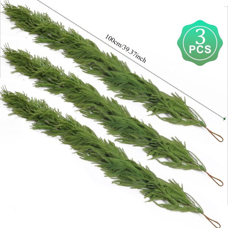 Green Christmas Garland for Xmas Norfolk Pine Garland Artificial Greenery Garlands for Table Wall Indoor Outdoor Christmas Decor
