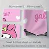 3pcs My Melody, Kuromi Breathable Polyester Bedding Set Soft Duvet Cover and 2 Pillowcases,Suitable for All Seasons, 082606b