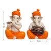 Musical Ganesha Pair for Home Decor | Brings Prosperity - (Orange and White, Pack of 2)(Resin)