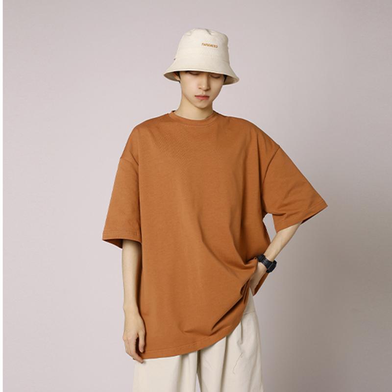 IELGY Solid Color Loose Short-sleeved T-shirt Base Men