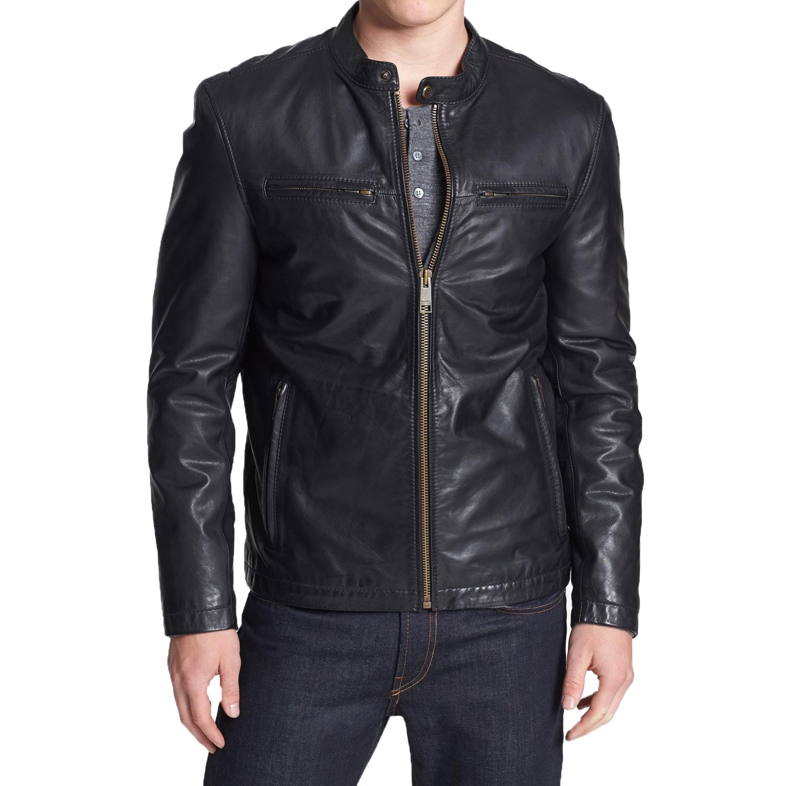 

SkinOutfit Men s Genuine Lambskin Black Leather Jacket Stylish Motorcycle Bomber Biker Outerwear MJ 95 M чорний