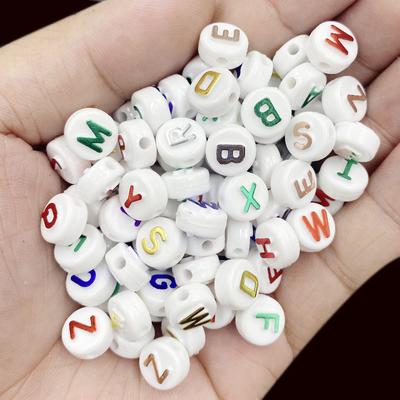 20Pcs 10mm Bronzing Colorful Letter Beads For Jewelry Making DIY Necklace Bracelet Pendant