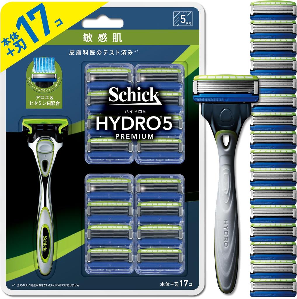 Schick Hydro 5 Premium Sensitive Skin Club Pack Holder Included 16 Replacement Silver Shaving Razor (Blade + Blades) - Men's