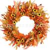 Harvest Wreath With Pumpkins Berries Vine Circle Halloween Thanksgiving Door Decor