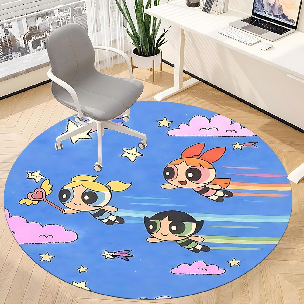 1pc Powerpuff Girls Office Round Area Rug, Under Office Chairs Bedroom Living Room Home Decor, Room Decoa1022172
