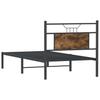 Bed Frame without Mattress Smoked Oak Finish 75 x 190 cm Wood Based Material