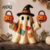 Classroom Halloween Desk Accessories Lighted Vintage Patchwork Ghost, LED Light Up Ghost with Pumpkin Lantern, Spooky Rustic Retro Home Refresh Items
