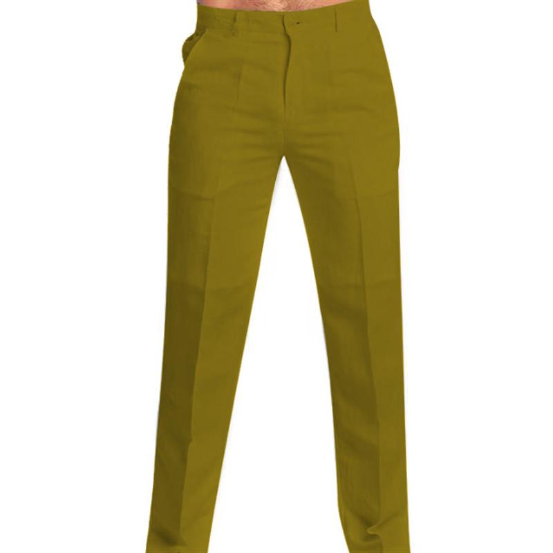 

Мужские новые весенне-летние однотонные льняные свободные повседневные брюки со скошенными карманами XXXL хаки
