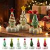 Handmade Glass Crafts Christmas Tree Ornament with Star Top And Colorful Bead Details Handcrafted Holiday Table Decor Desktop Rotating Figurine