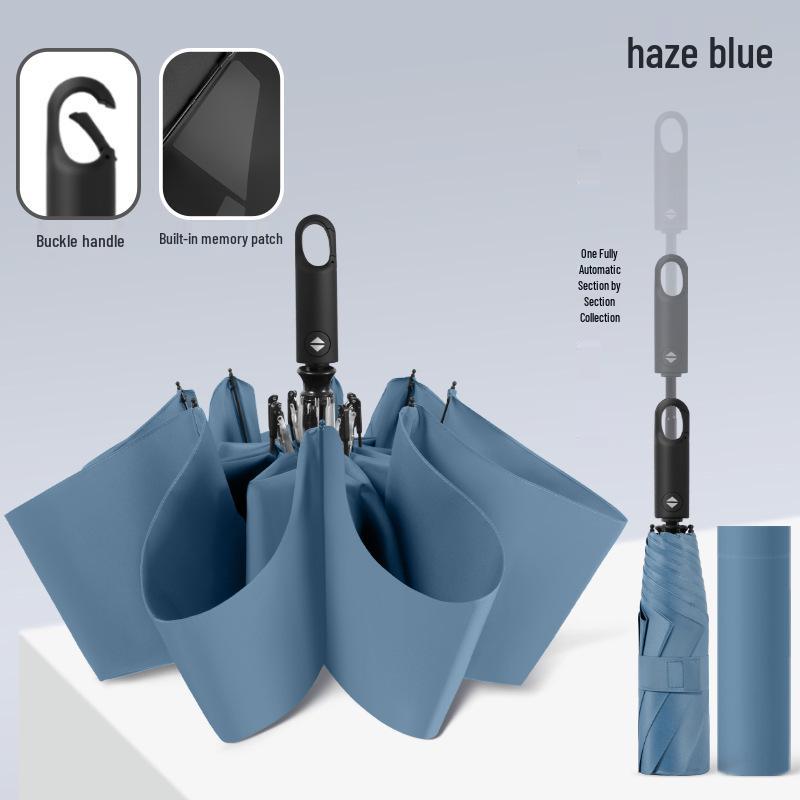 Memory Patch Three-Fold Automatic Umbrella: 8-Bone, Non-Folding, Dual-Use for Sun and Rain.
