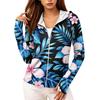 Women's Lightweight Zip-Up Hoodie with Hood and Pockets Hawaiian Print Long Sleeve Sun Protection Jacket for Outdoor Activities