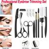 12Pcs Black Eyebrow Trimming Scissors Stainless Steel Tweezers Eyebrow Scraping Eyebrow Comb Razor Eyebrow Clip Makeup Tools Sets