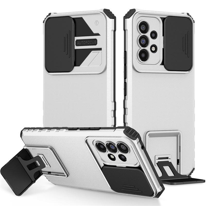 Suitable for Samsung S25 Ultra Multi Function Three Dimensional Bracket Protective Case A54 5G Push Window Protective Glasses Mobile Phone Case