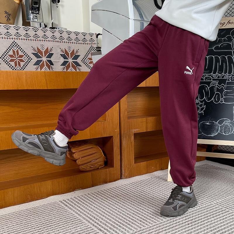 Puma Letter Logo Embroidered Fleece Thick Lace-Up Cuffed Knitted Sports Pants Women Bottoms 625304-22