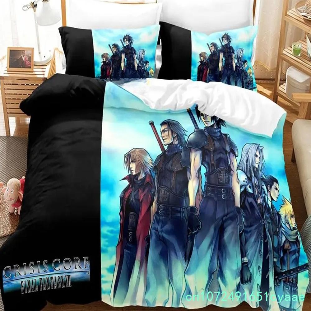 New Game Crisis Core Final Fantasy VII Bedding Set Cartoon Anime three-piece Set Adult Boys Bedroom Duvetcover Sets Couette