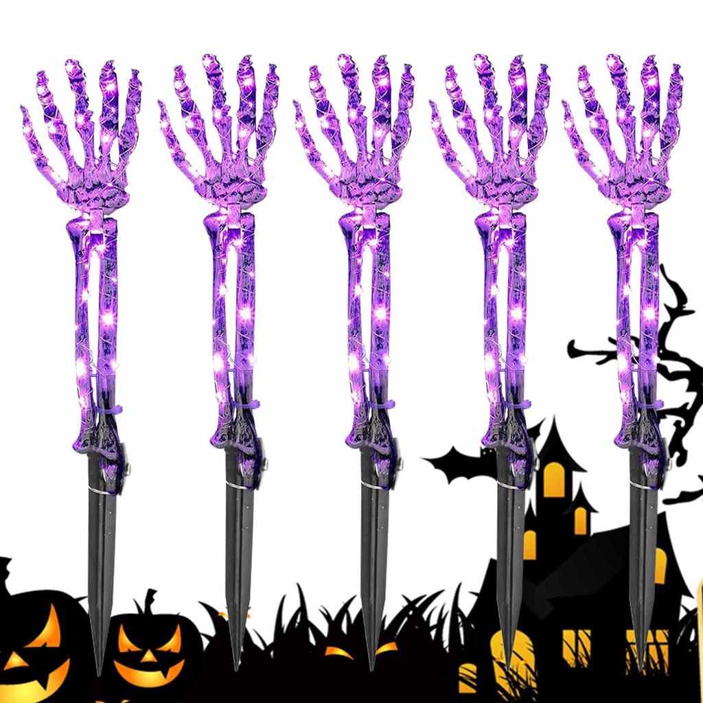 Path Lights LED Lights with Stake Halloween Hand Skeleton Design Waterproof Lamp for Party Outdoor Garden Lawn Patio Driveway