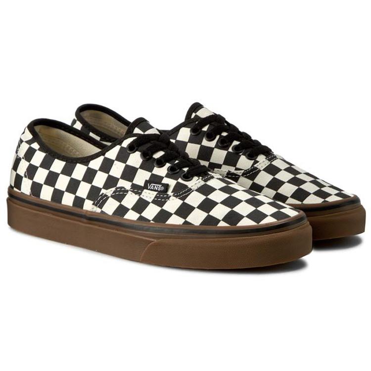 Vans Authentic 'Checkerboard - Black Gum' (Unisex) Black / White / Gum Skateboard Shoes VN0004MKIBB