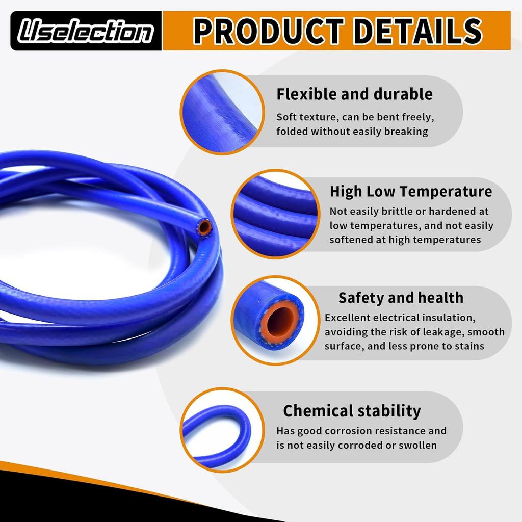 3/8"X5FT(ID:10MM) Silicone Heater Hose Blue and Red Coolant Radiator Vacuum Line, Reinforced High Temperature Reinforced 4MM Thick(0.16 In) (3/8"
