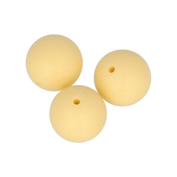 Lot de perles rondes en silicone - 15 mm - Jaune - 3 pcs