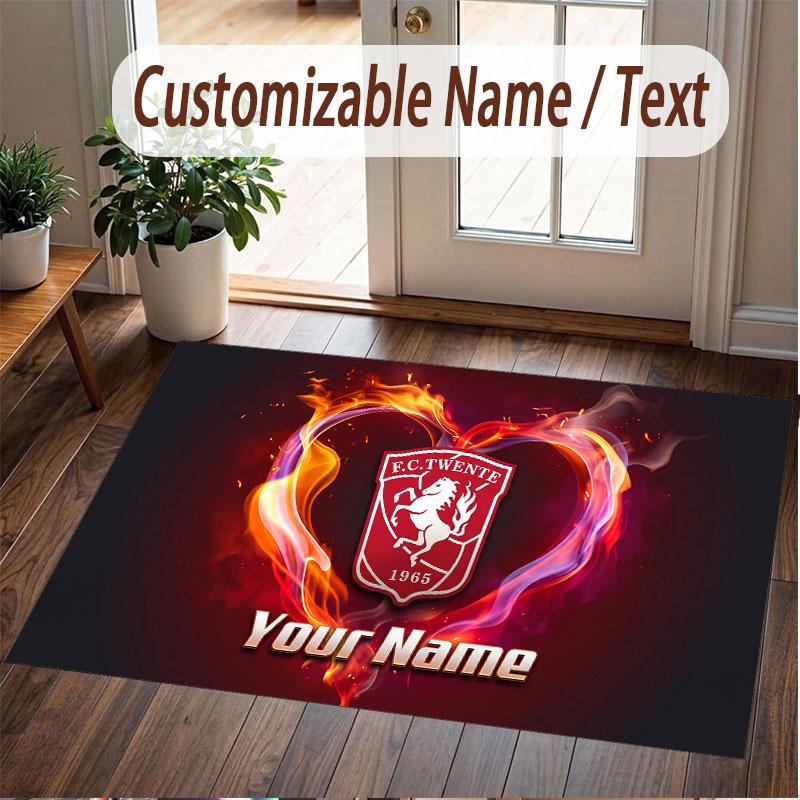 Tappeto Personalizzato Modello FC Twente Stampa Nome Testo Morbido Antiscivolo Tappeto per Pavimento per Decorazione Interna Casa