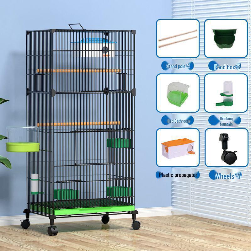 

Посилена велика клітка для великих птахів, таких як какатіли та піони, з гніздовою коробкою 100cm H, 42x31cm, with wheels, Package 6 чорний