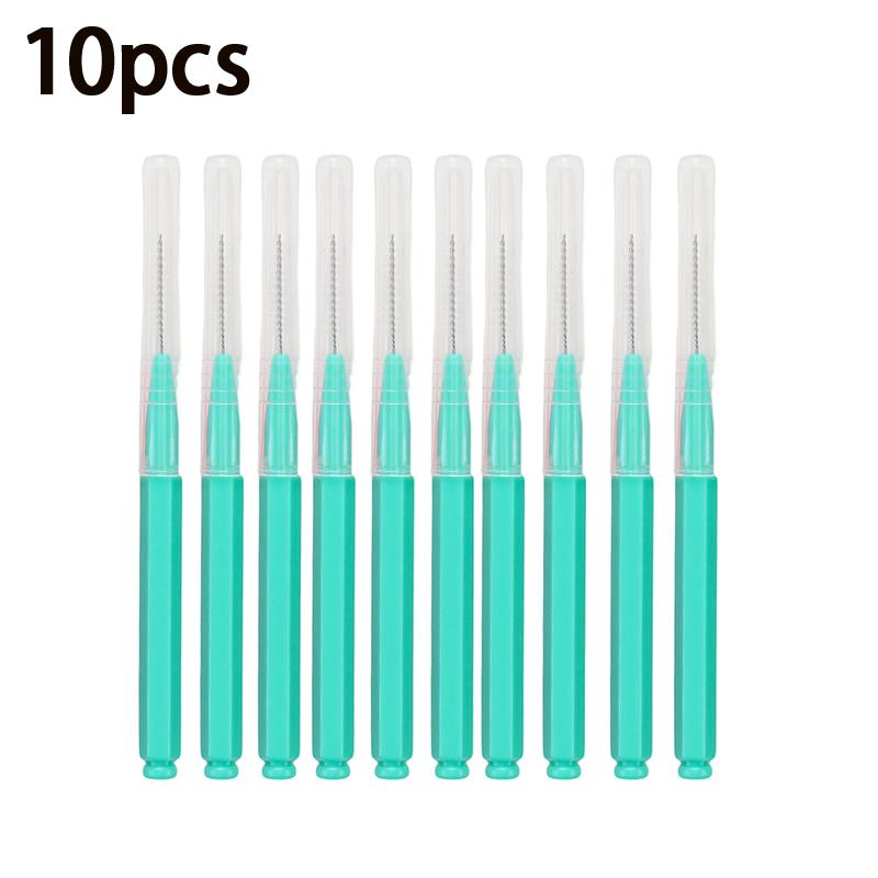 10 Piece Set Interdental Brushes for Tooth Gap Cleaning with Mascara Brushes for Multi Purpose Use in Beauty and Oral Health