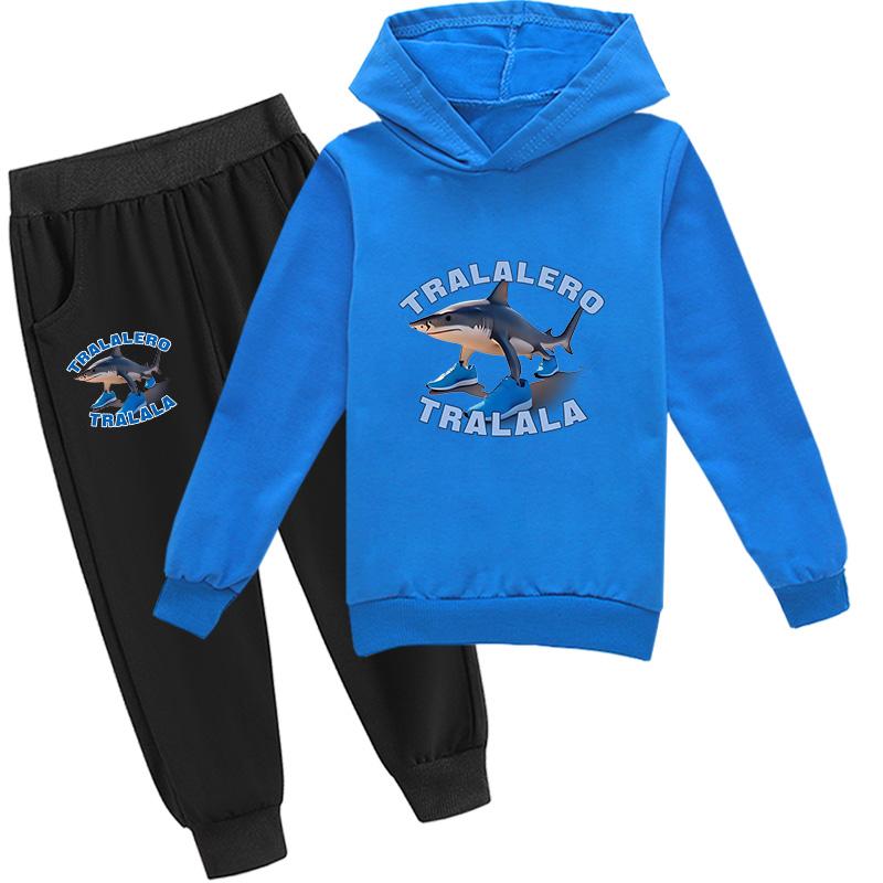 Tralalero Tralala Divertido Shark Meme Kids Clothes Hoodie+Pants 2pcs Set Toddler Boys Girls Tracksuit Children Outfits